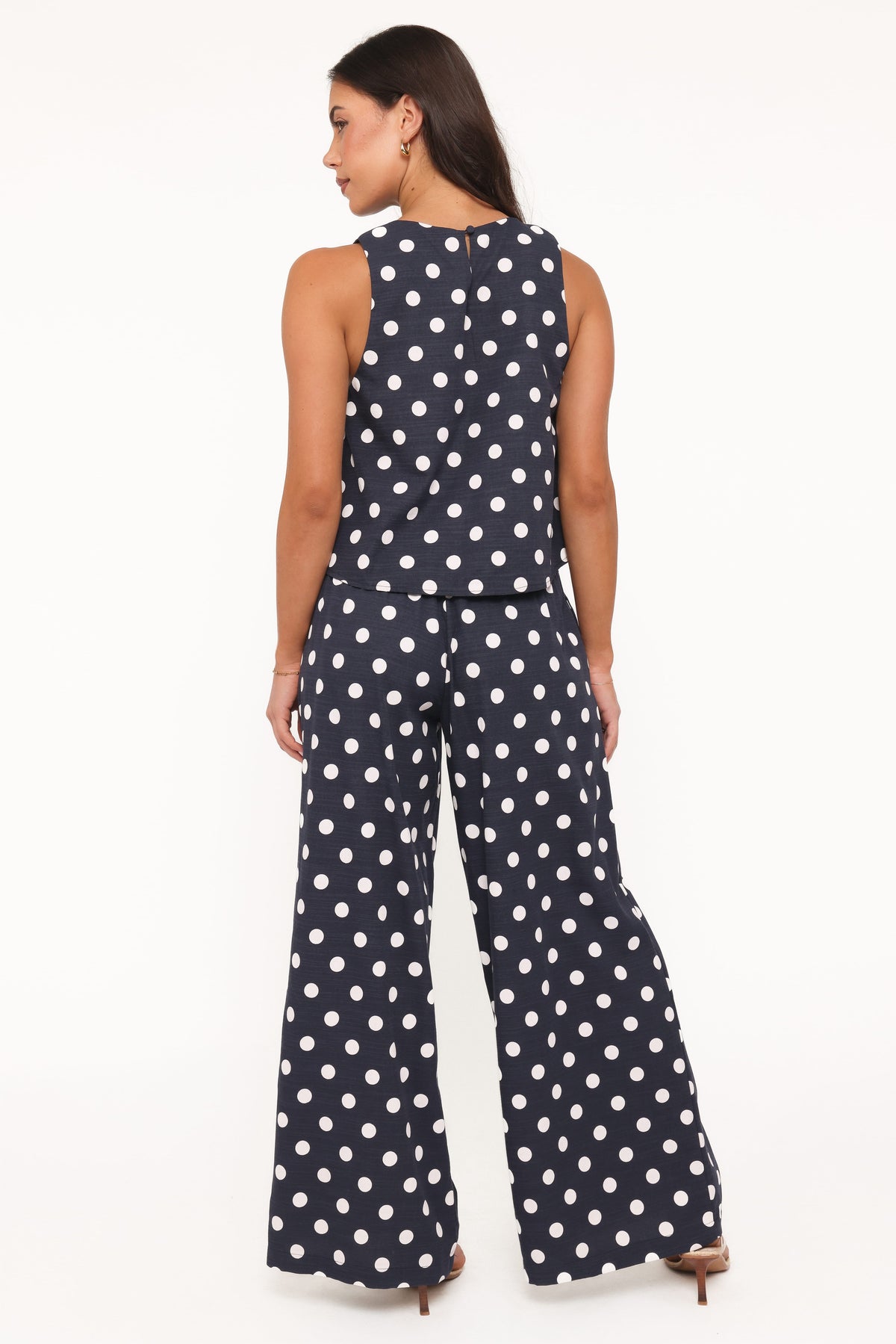 Jillian Smocked Pant Set in Navy Polka Dot – view 5 of 8