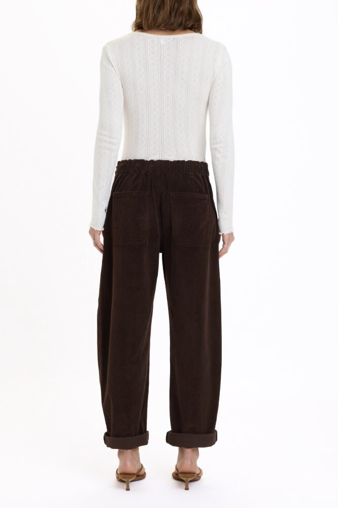 Daze Villa Drawstring Barrel Pants in Chocolate – view 3 of 4