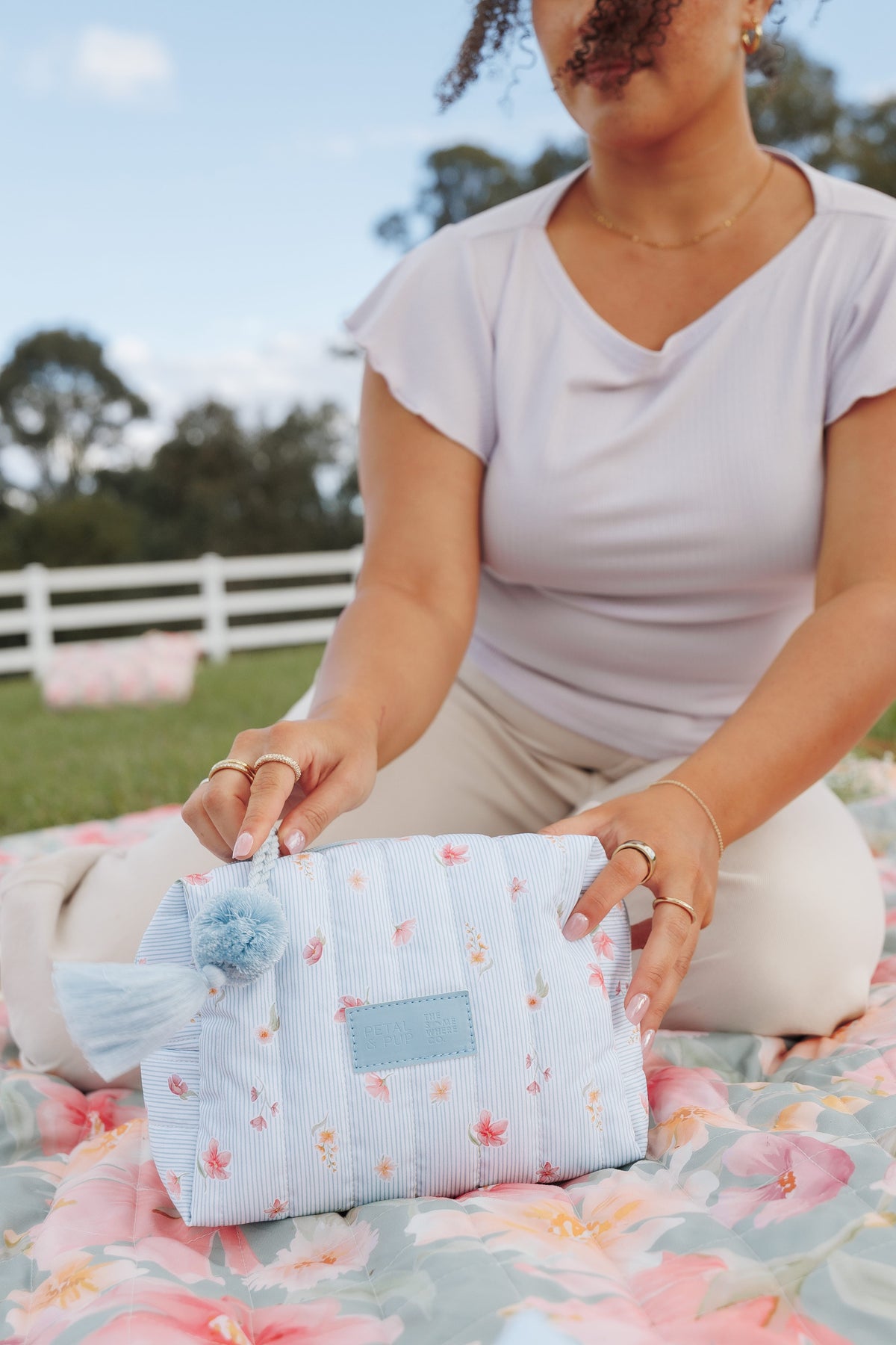 Cosmetic Case in Blue Garden Stripe – view 7 of 7