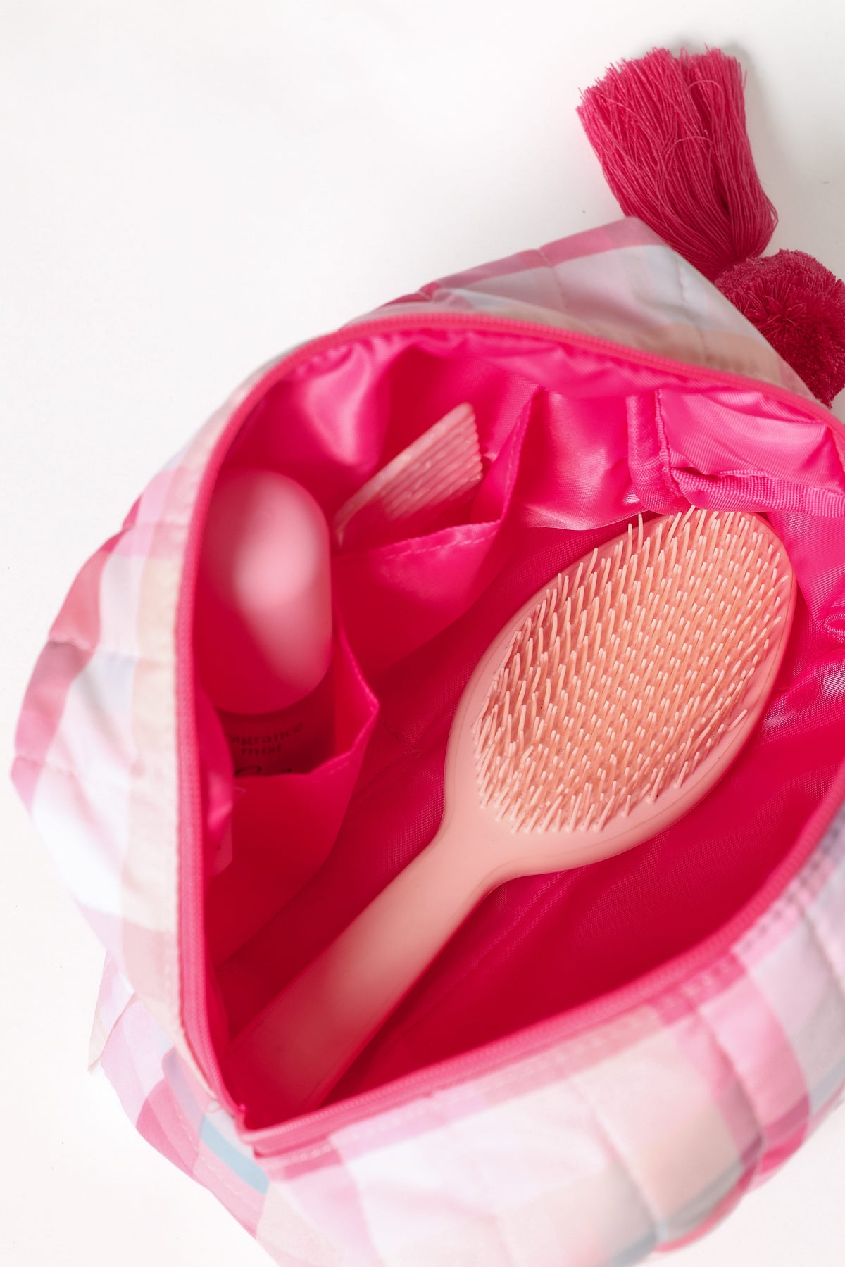Cosmetic Case in Pink Picnic Plaid – view 3 of 7