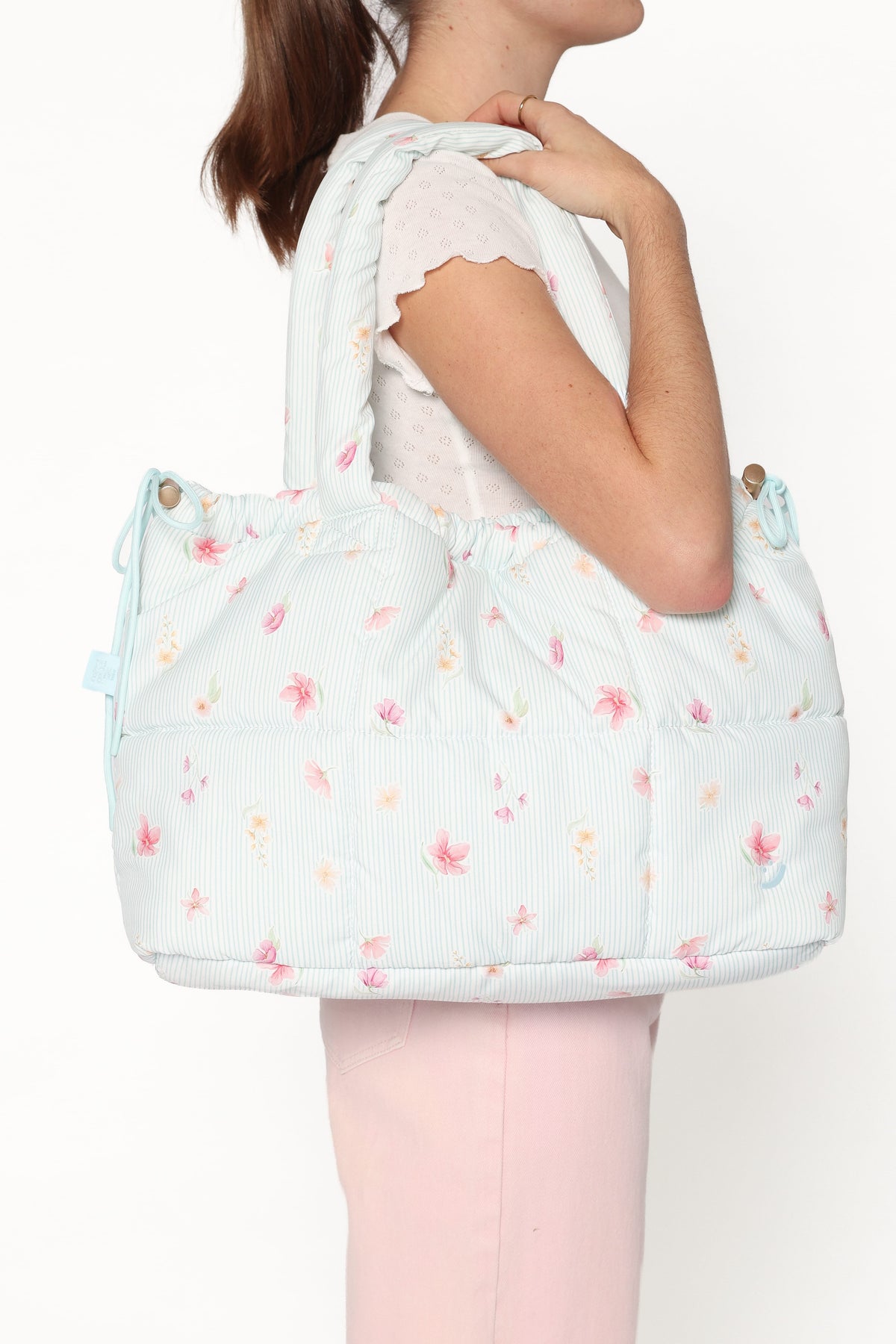 Marshmallow Midi Tote in Blue Garden Stripe – view 3 of 10