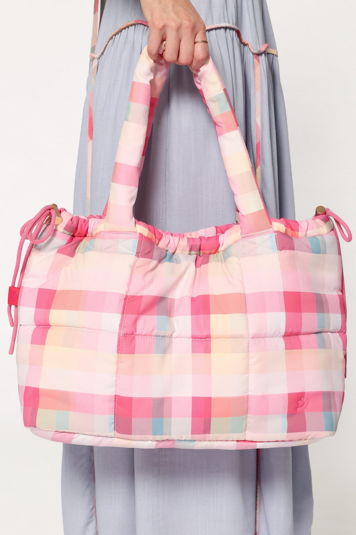 Marshmallow Midi Tote in Pink Picnic Plaid – view 4 of 10