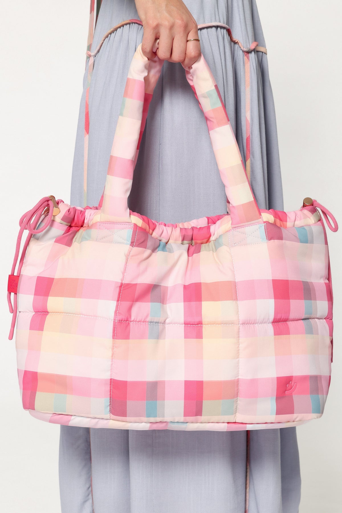 Marshmallow Midi Tote in Pink Picnic Plaid – view 2 of 10