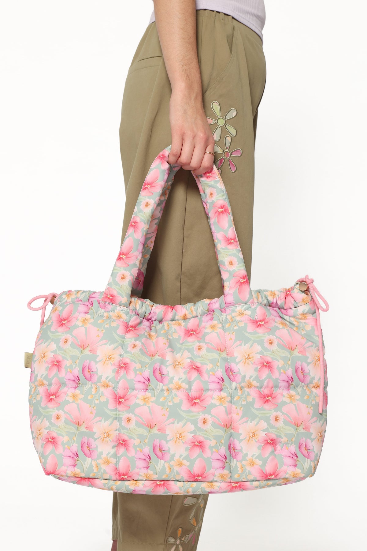 Marshmallow Midi Tote in Sage Wildflowers – view 3 of 10