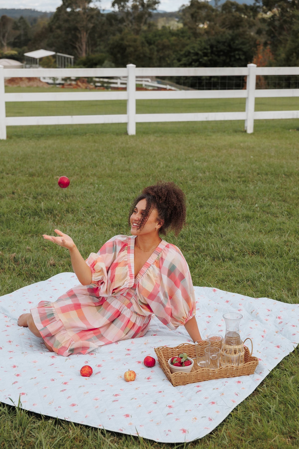 Picnic Rug in Blue Garden Stripe – view 1 of 9