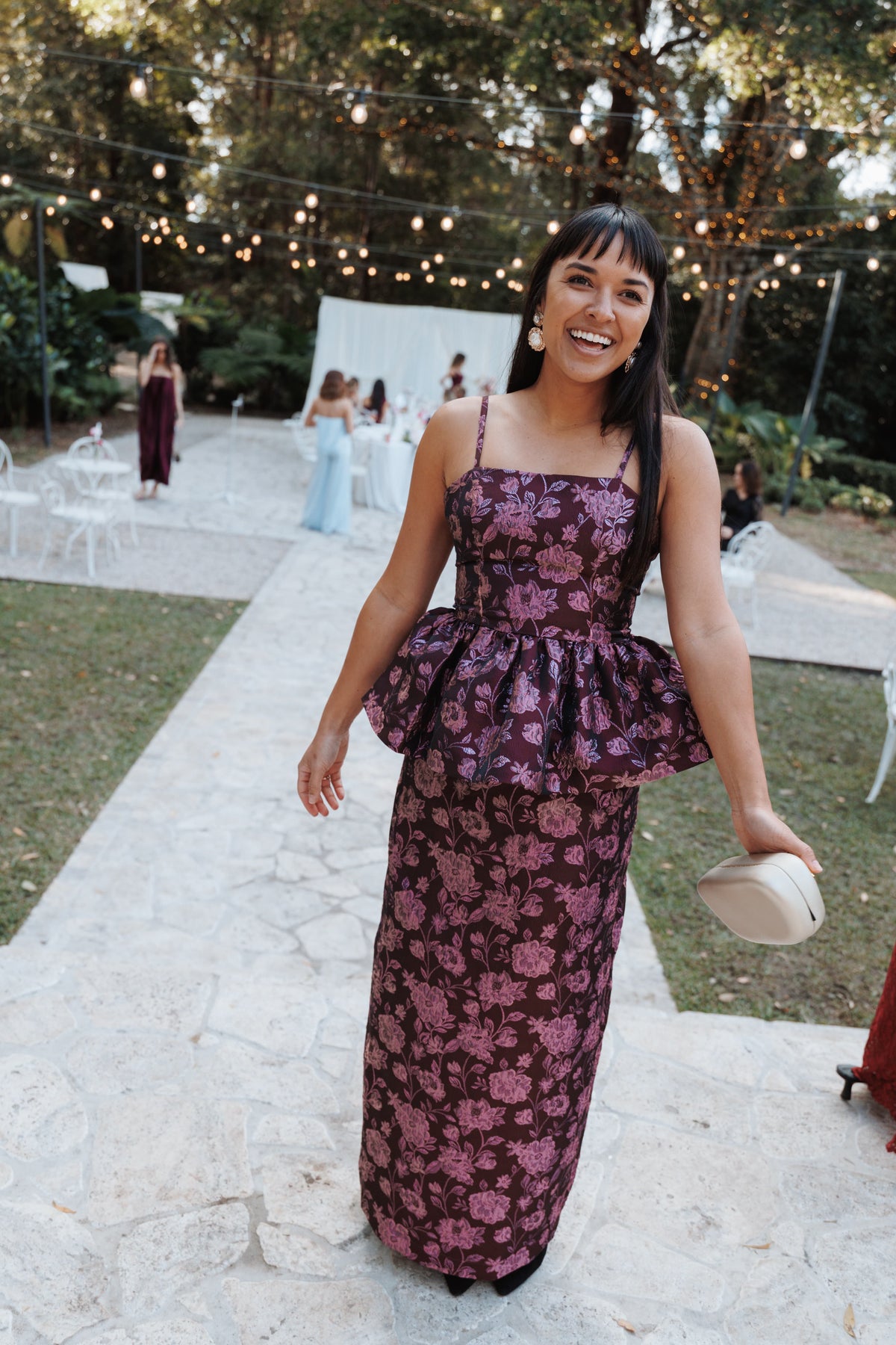 Allegro Column Skirt in Plum Brocade – view 6 of 6
