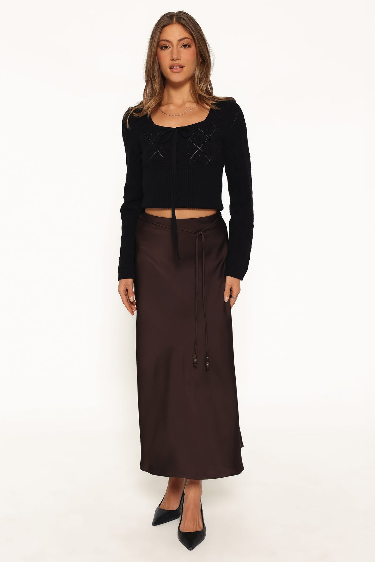 Bayley Midi Skirt in Chocolate Brown – view 1 of 5