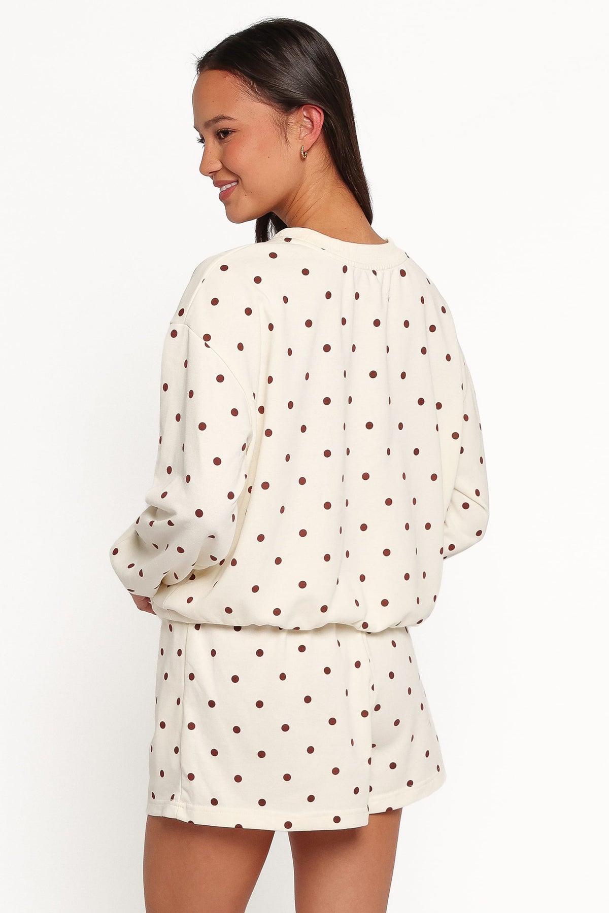Novie Sweat Shorts in Brown Polka Dot – view 5 of 8