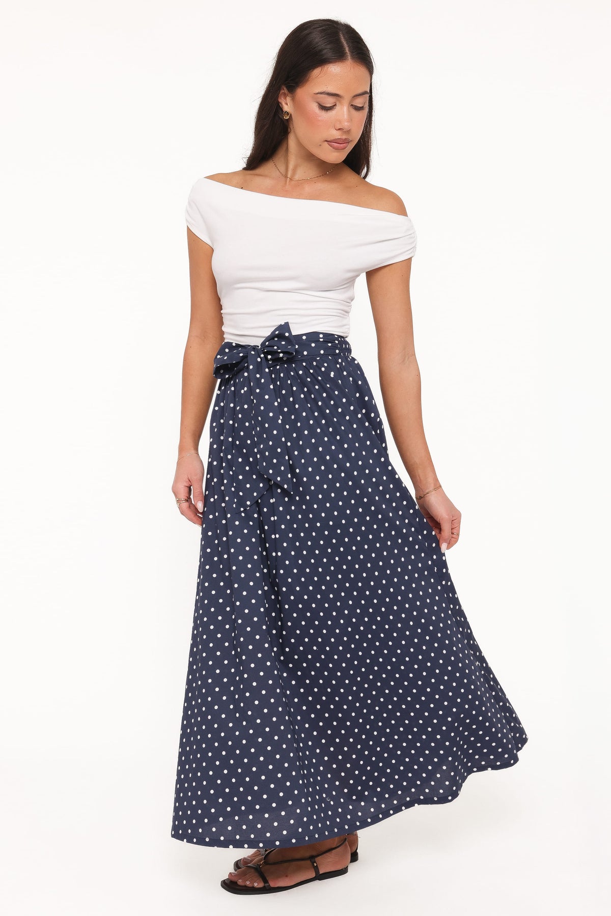 Paula Tie Waist Maxi Skirt in Navy – view 3 of 6