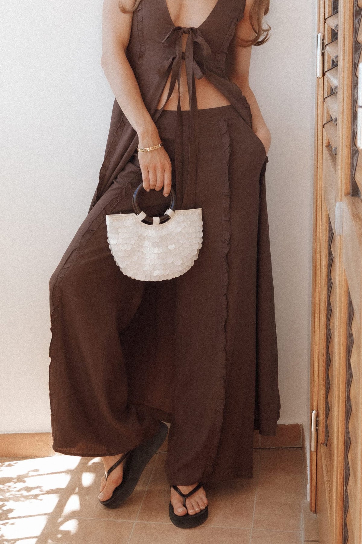 Samiya Frill Pants in Dark Brown – view 8 of 8