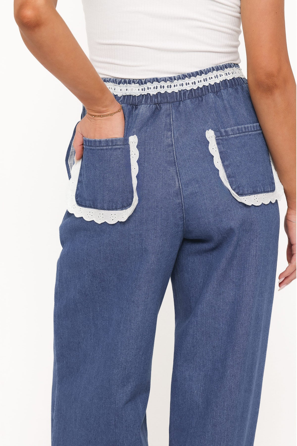 Siun Wide Leg Denim Joggers in Medium Wash – view 2 of 6