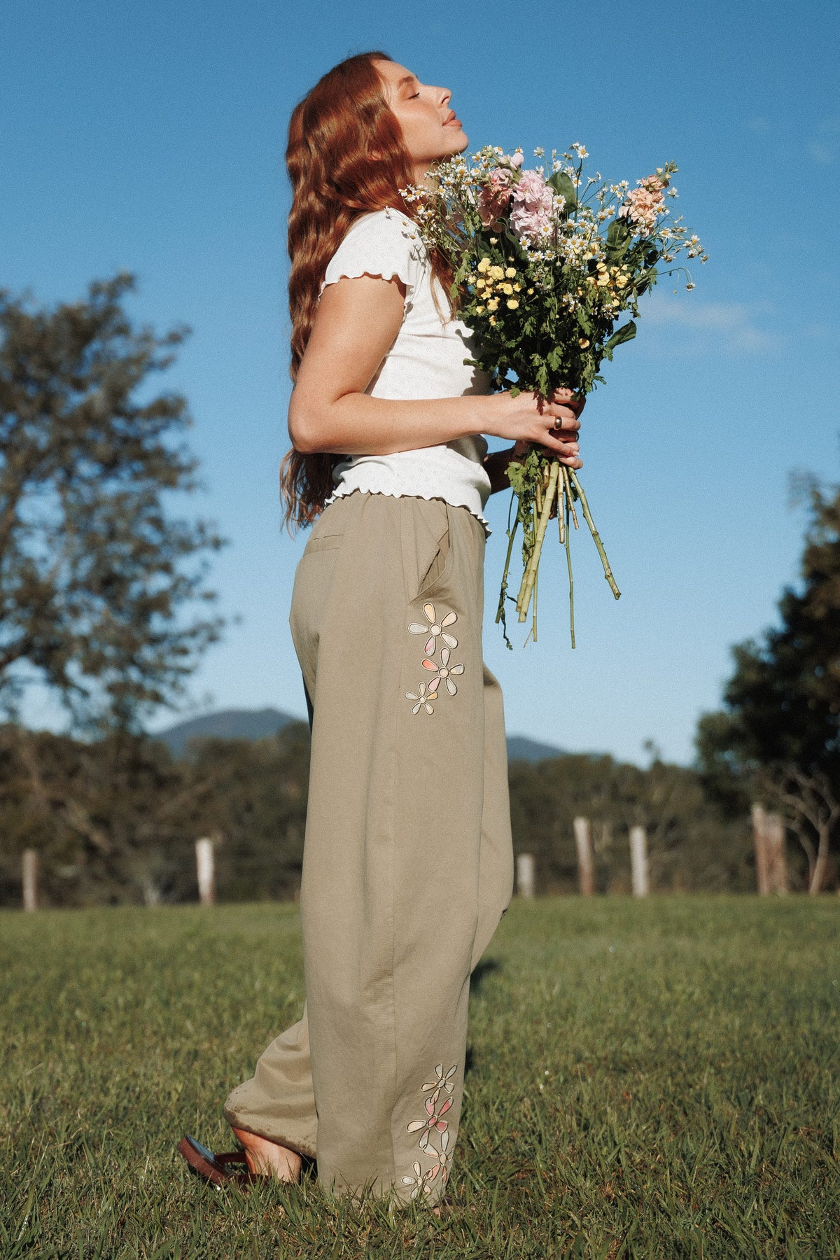 Telena Barrel Leg Pants in Olive Green Patchwork – view 8 of 8