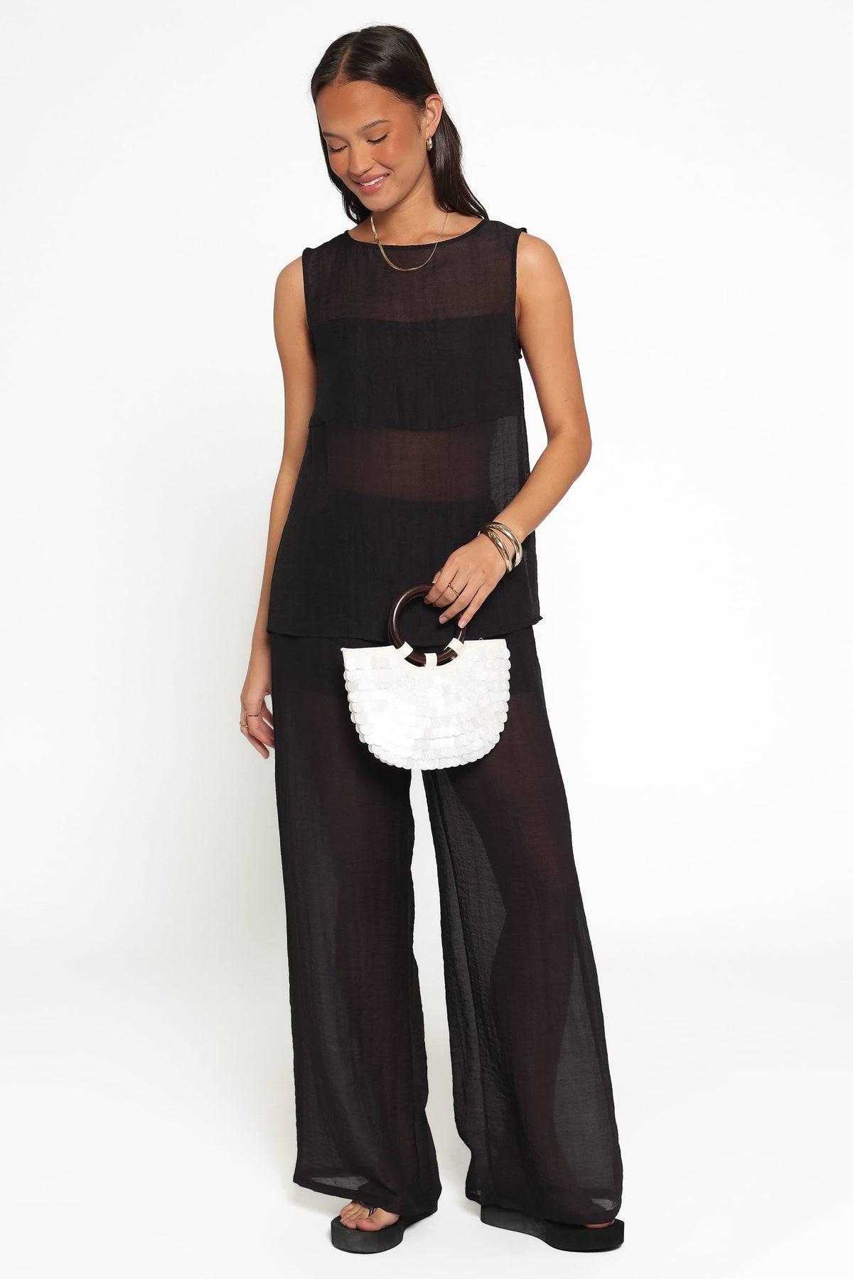 Vayla Sheer Pant in Black – view 1 of 5