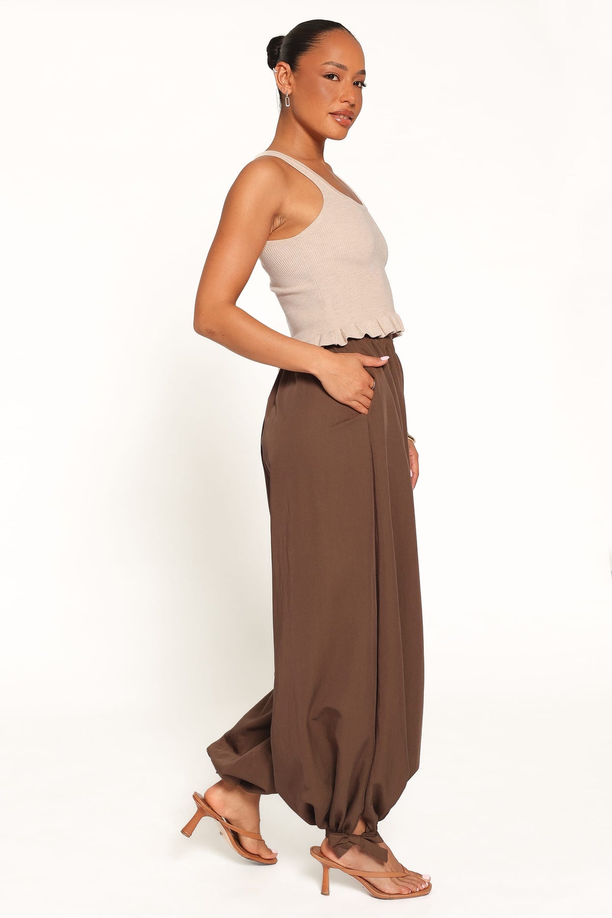 Yazmin Balloon Pant in Olive Green – view 3 of 6