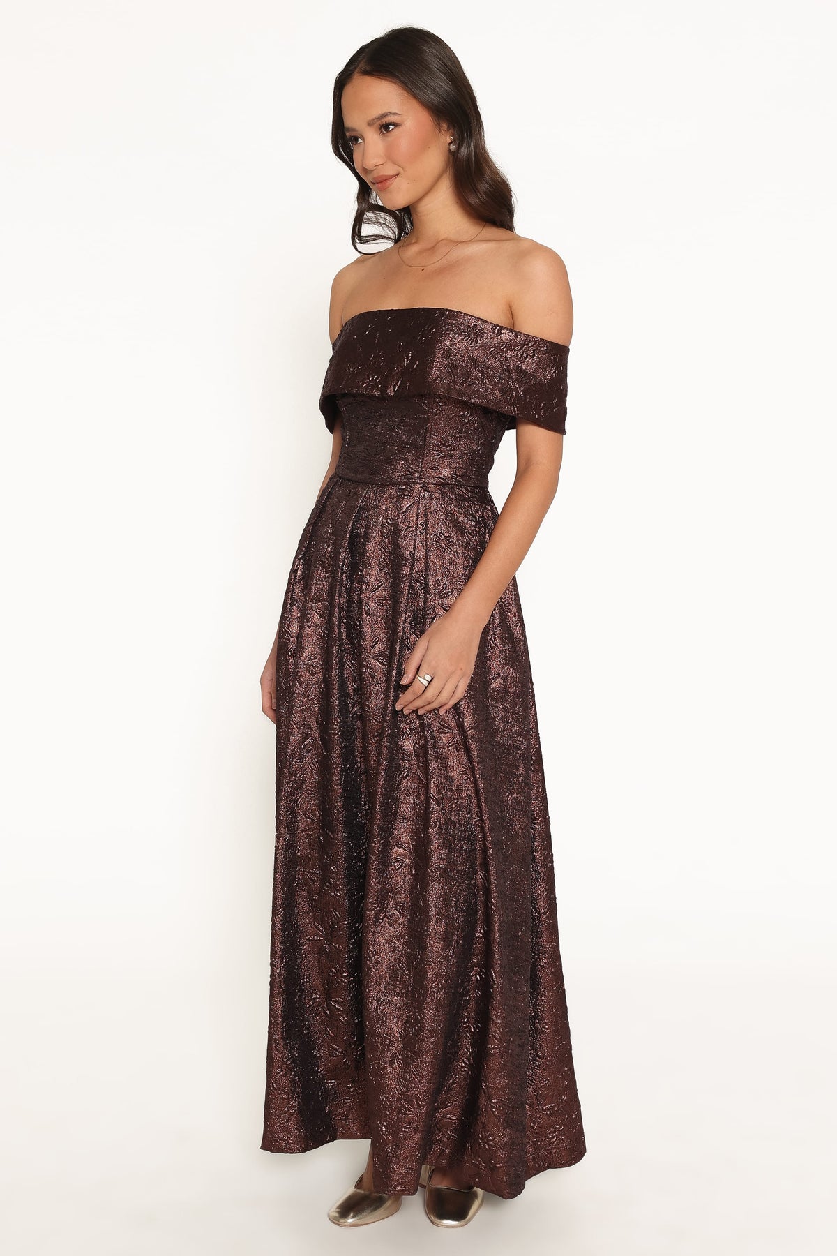 Aberdine Maxi Dress in Brown Brocade – view 4 of 7