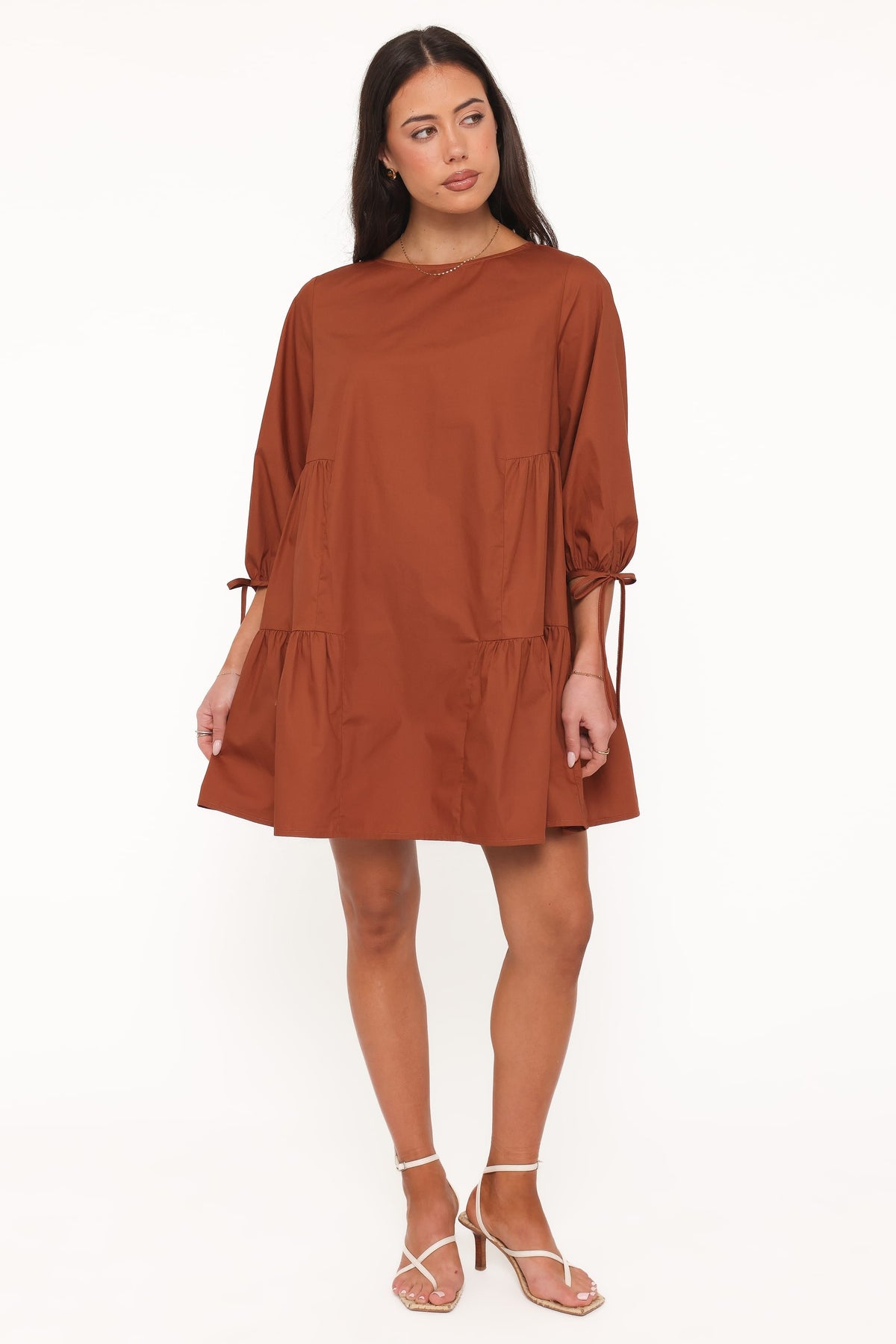 Arthur Long Sleeve Mini Dress in Camel – view 5 of 7
