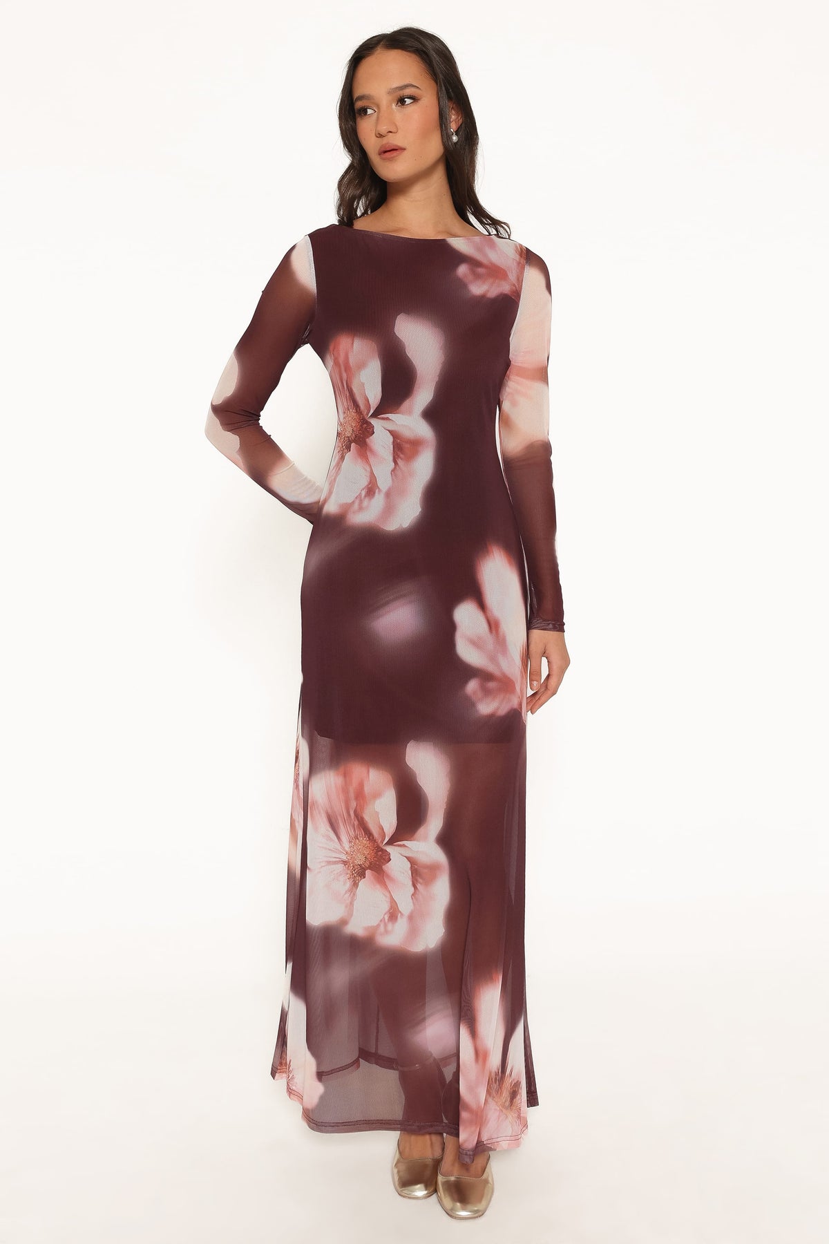 Bradshaw Maxi Dress in Brown Blurred Floral – view 2 of 7
