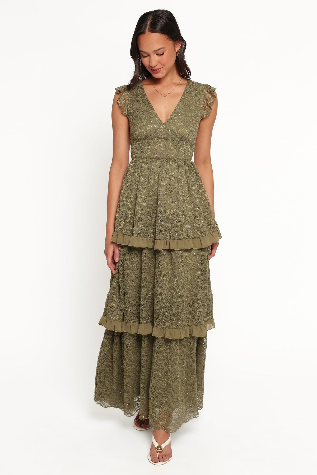 Cataleya Maxi Dress in Olive Lace – view 2 of 7