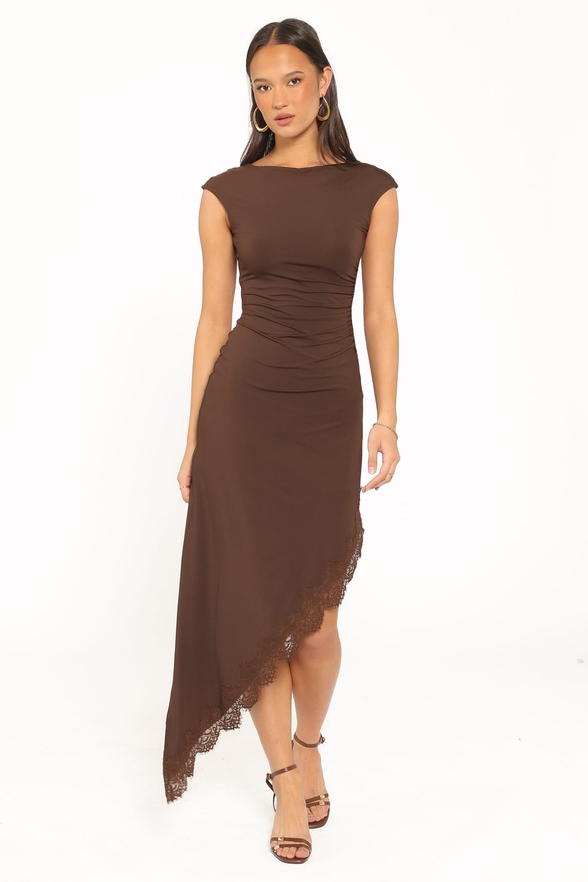 Channing Lace Midi Dress in Chocolate Brown – view 1 of 6
