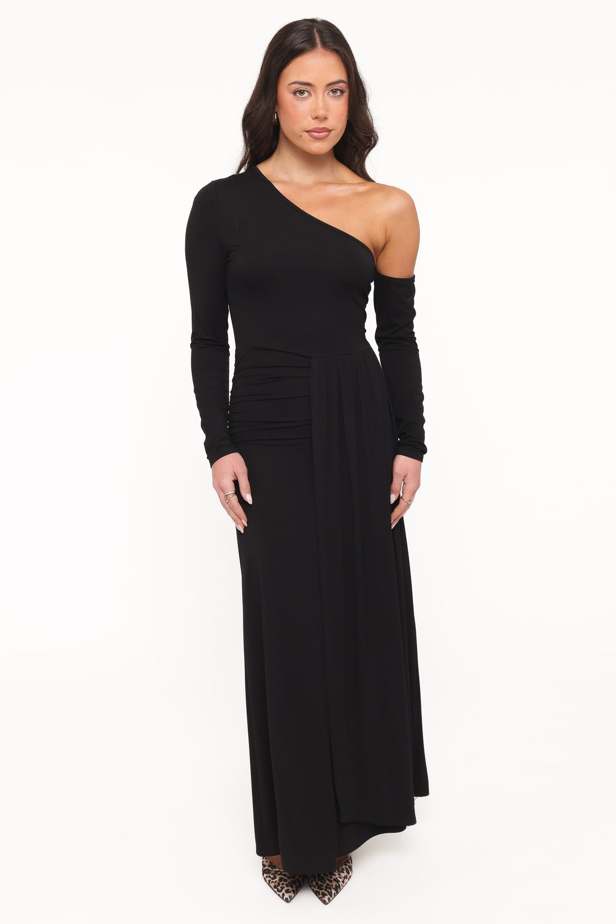 Dionne Off Shoulder Maxi Dress in Black – view 1 of 6
