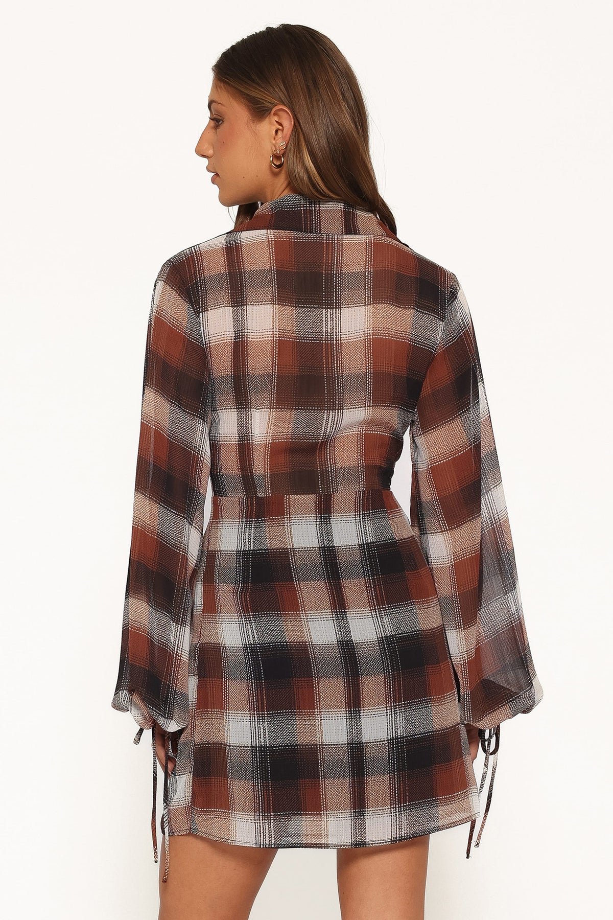 Eadie Long Sleeve Mini Dress in Plaid – view 4 of 5