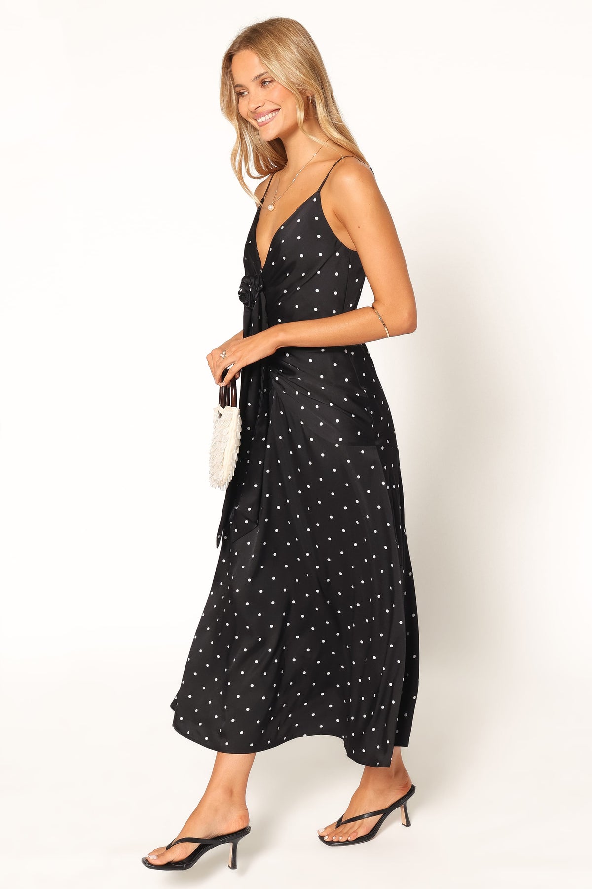 Eluna Midi Dress in Black/Cream Polka Dot – view 1 of 6