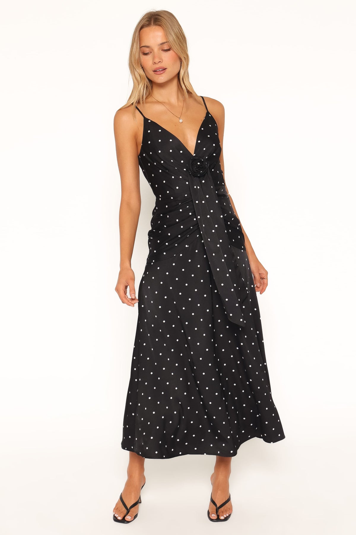 Eluna Midi Dress in Black/Cream Polka Dot – view 2 of 6
