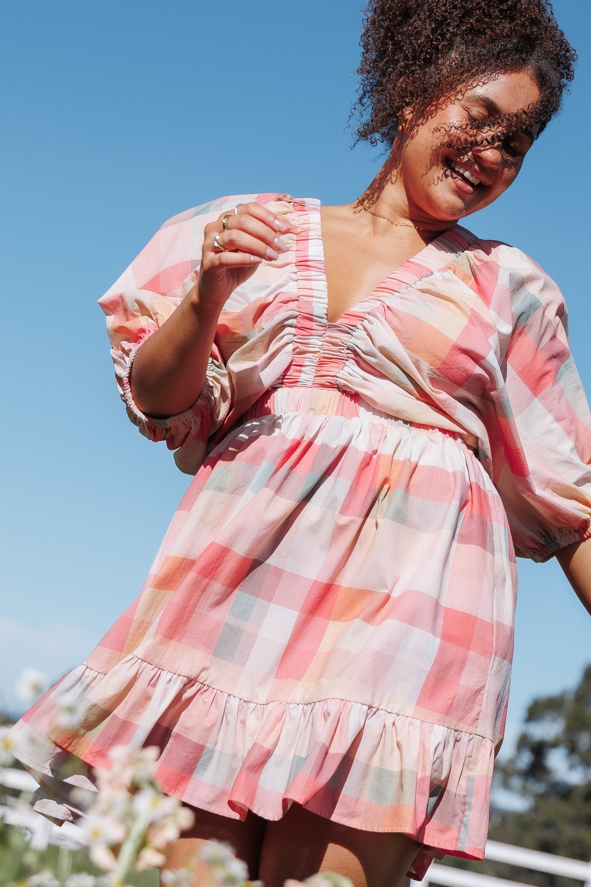 Itsy Mini Dress in Pink Picnic Plaid – view 1 of 8