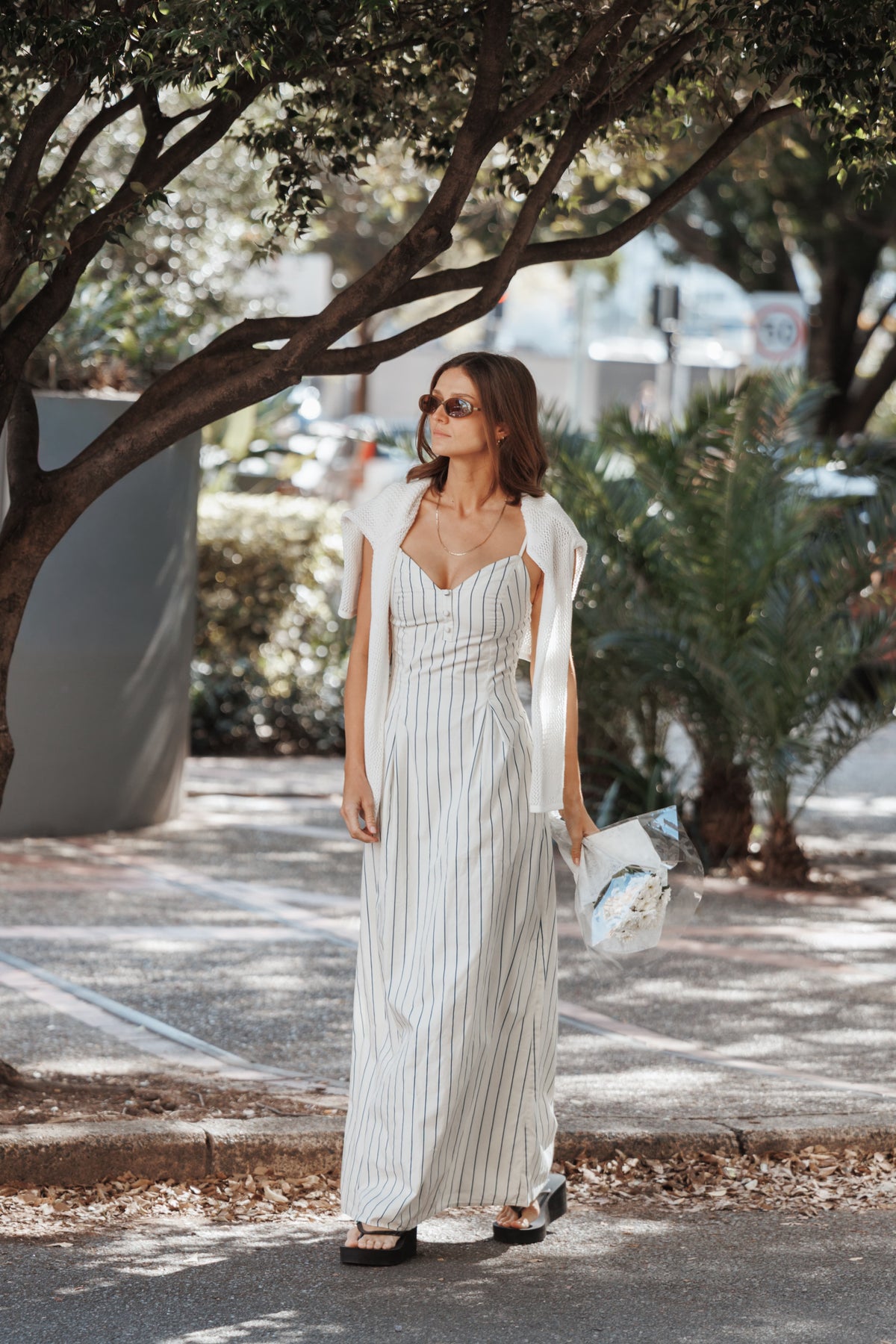 Jordin Maxi Dress in Ivory/Blue Stripe – view 1 of 8