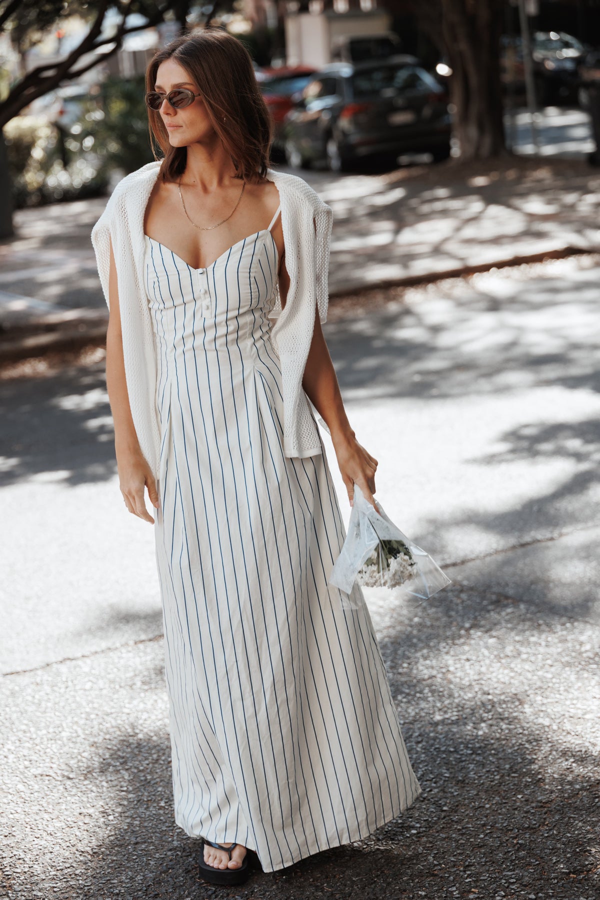 Jordin Maxi Dress in Ivory/Blue Stripe – view 8 of 8