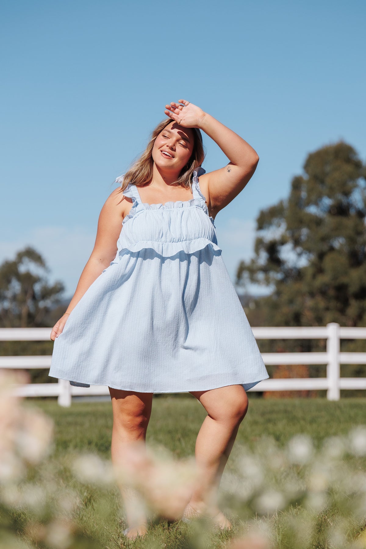 Keonia Mini Dress in Baby Blue Gingham – view 8 of 8