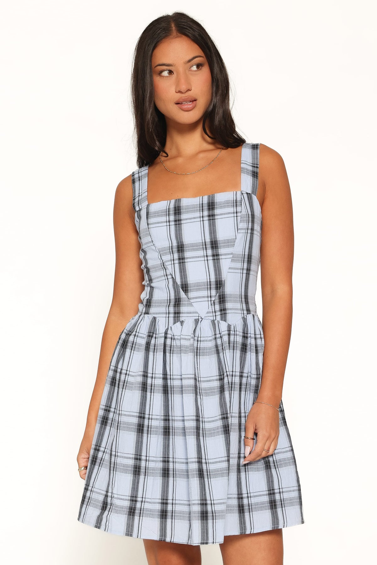 Kepler Mini Dress in Icy Blue Plaid – view 6 of 7