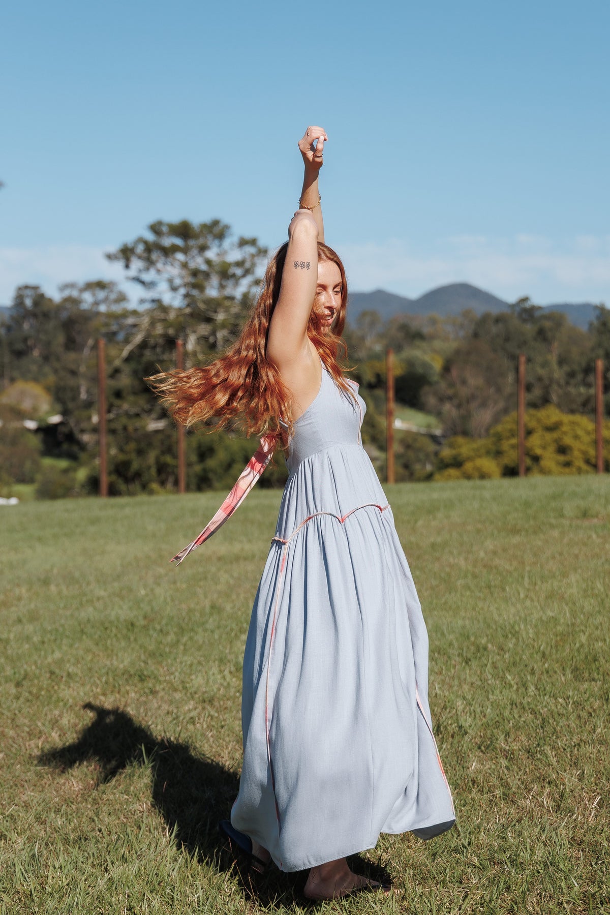 Kyla Maxi Dress in Light Blue Linen – view 8 of 8