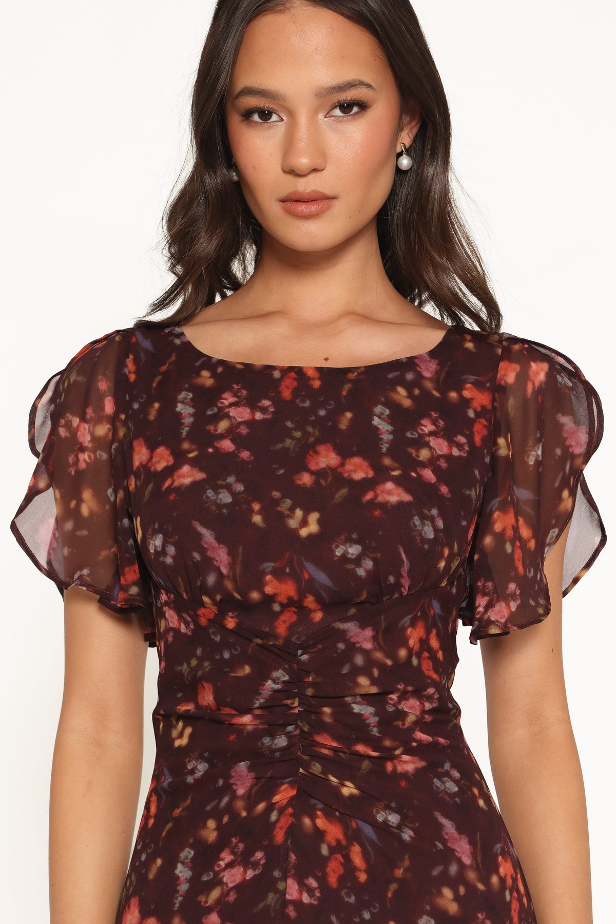 Magdalena Maxi Dress in Plum Blurred Floral – view 3 of 8