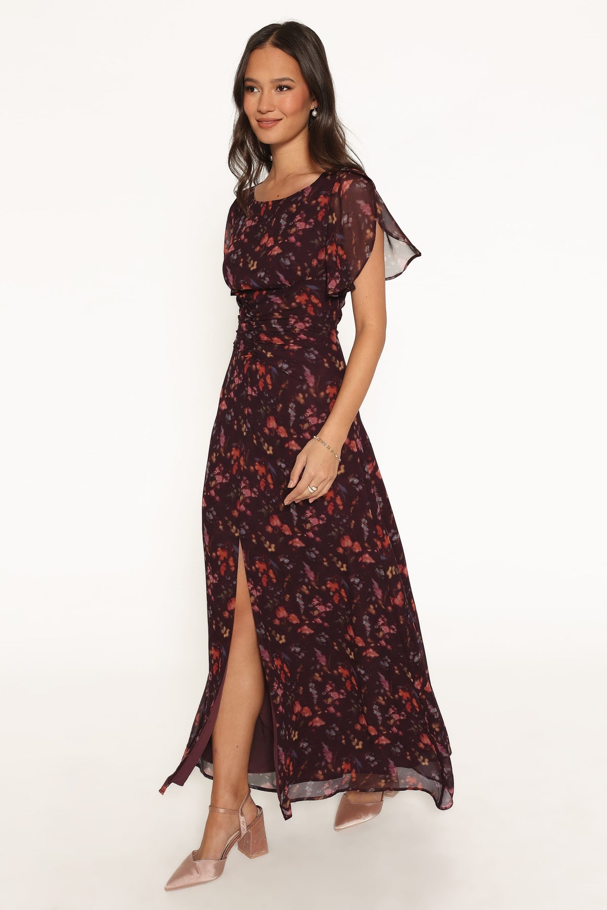 Magdalena Maxi Dress in Plum Blurred Floral – view 4 of 8