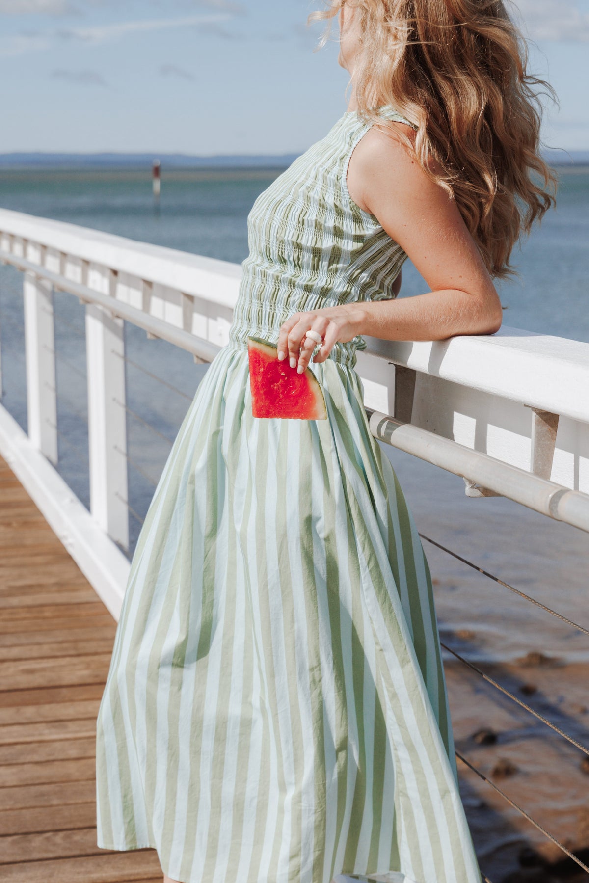 Maleny Maxi Dress in Blue/Green Stripe – view 1 of 8