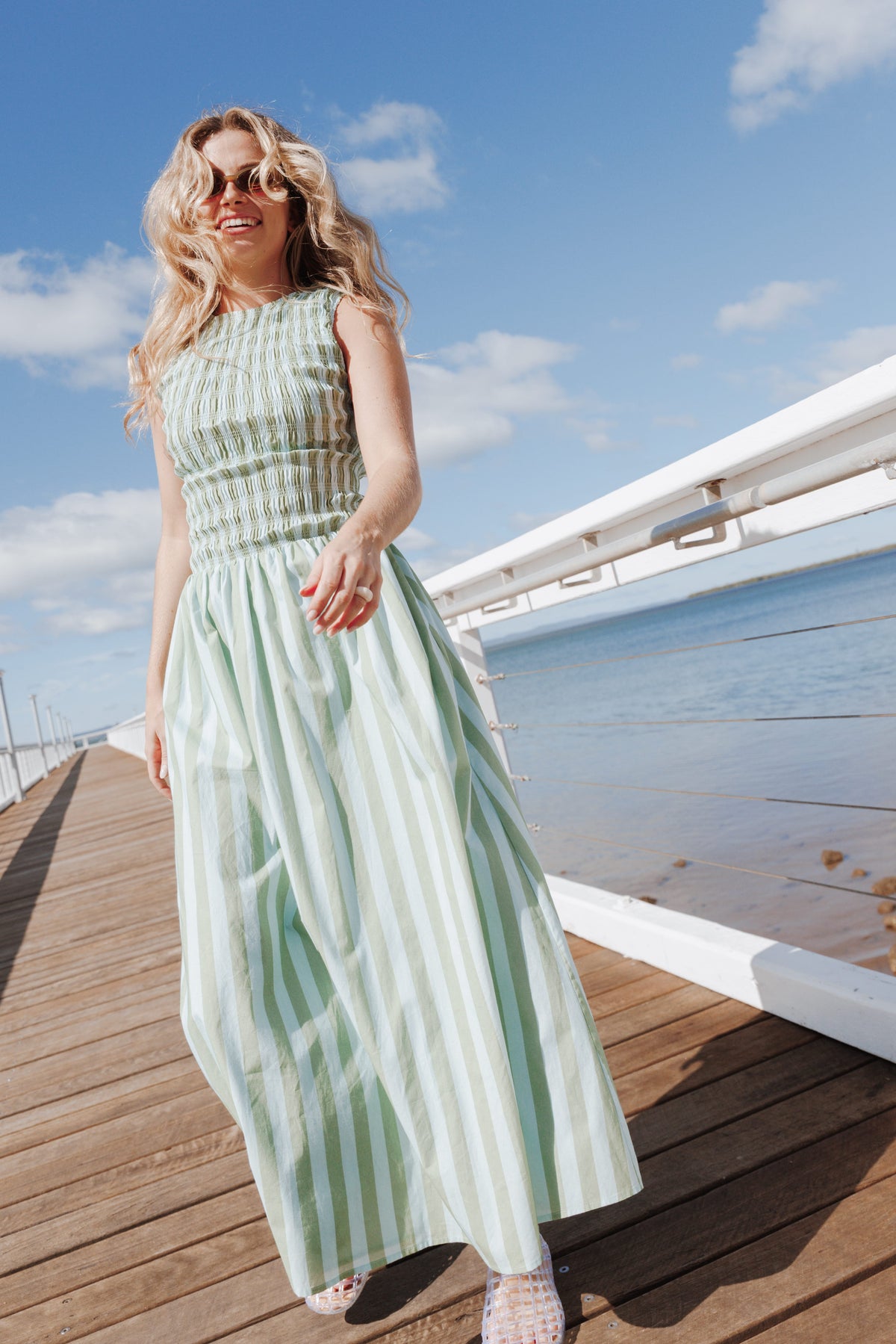 Maleny Maxi Dress in Blue/Green Stripe – view 8 of 8