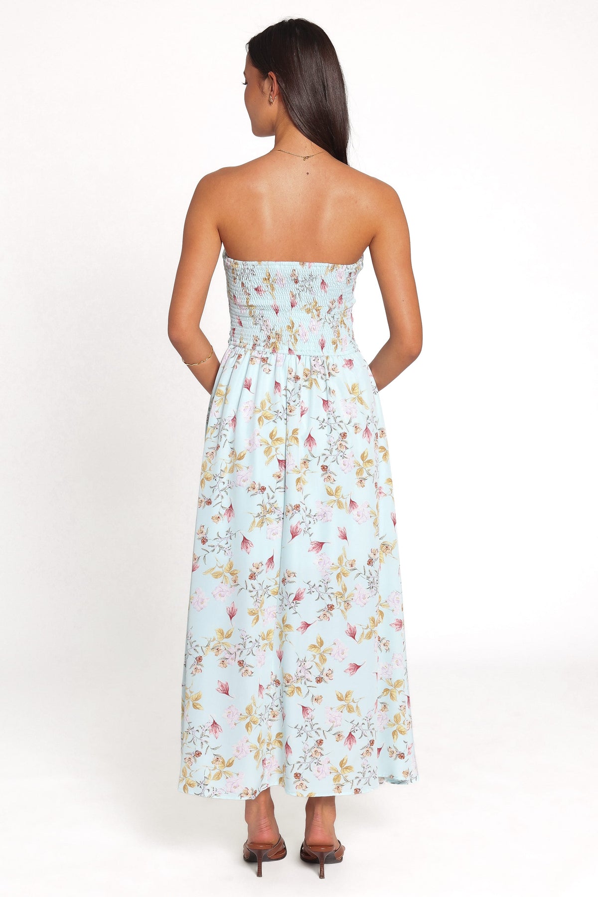 Marta Strapless Midi Dress in Blue Floral – view 4 of 5