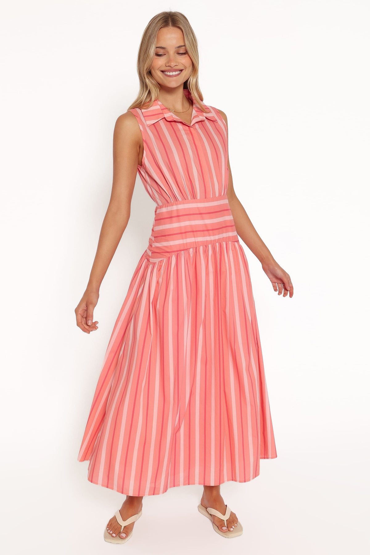 Myranda Midi Dress in Pink Stripe – view 2 of 7