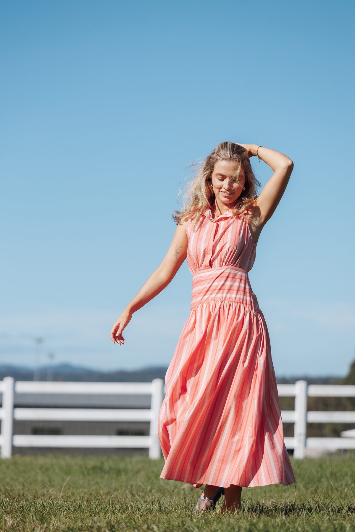 Myranda Midi Dress in Pink Stripe – view 1 of 7