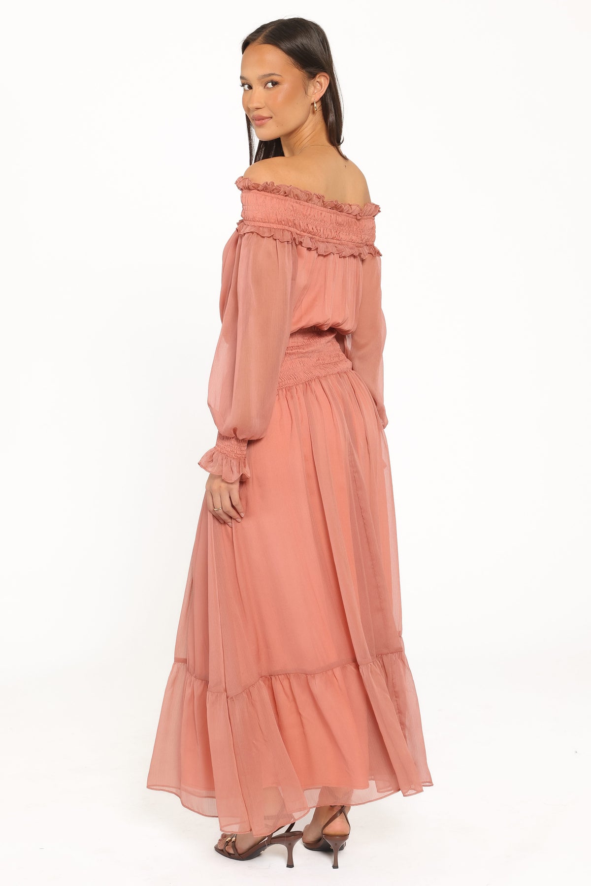 Paris Off Shoulder Maxi Dress in Vintage Mauve – view 4 of 5