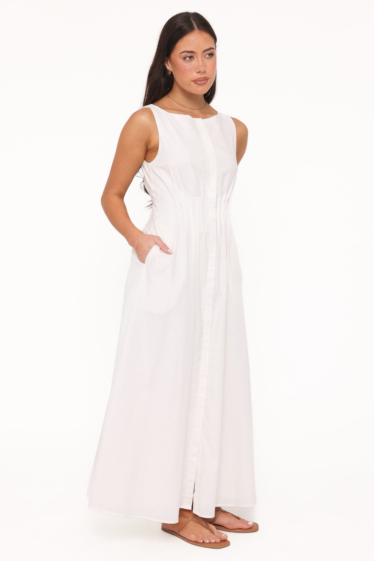 Prunella Midi Dress in White – view 3 of 6