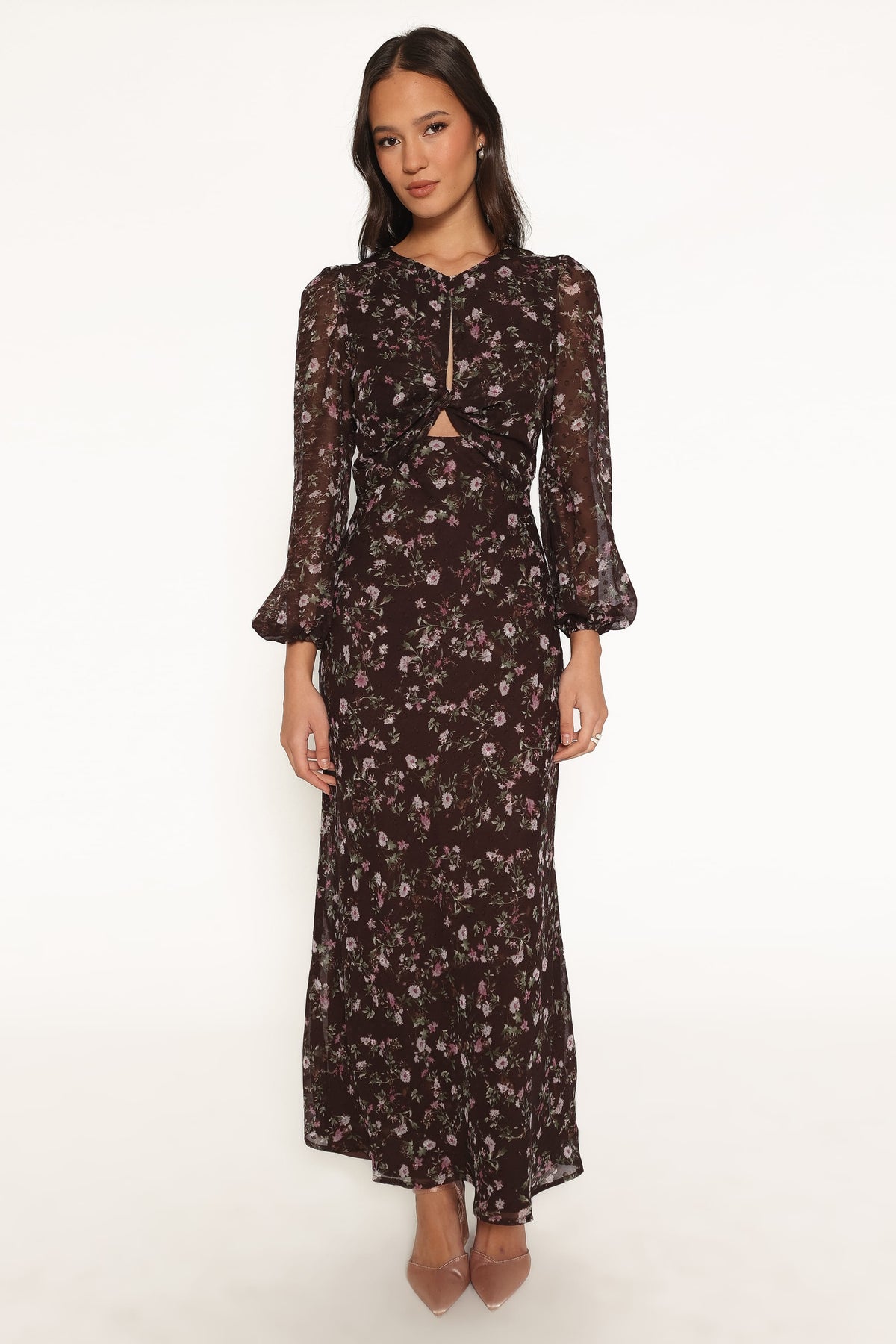 Rosalyn Maxi Dress in Brown Lilac Floral – view 2 of 6