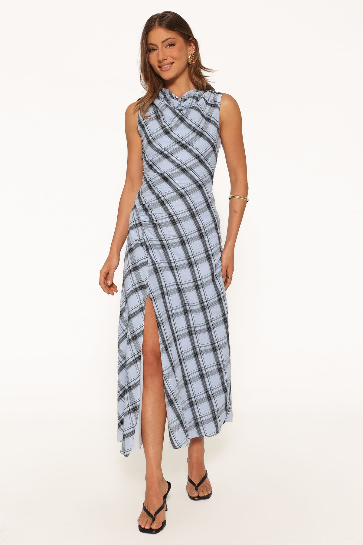 West Midi Dress in Icy Blue Plaid – view 1 of 5