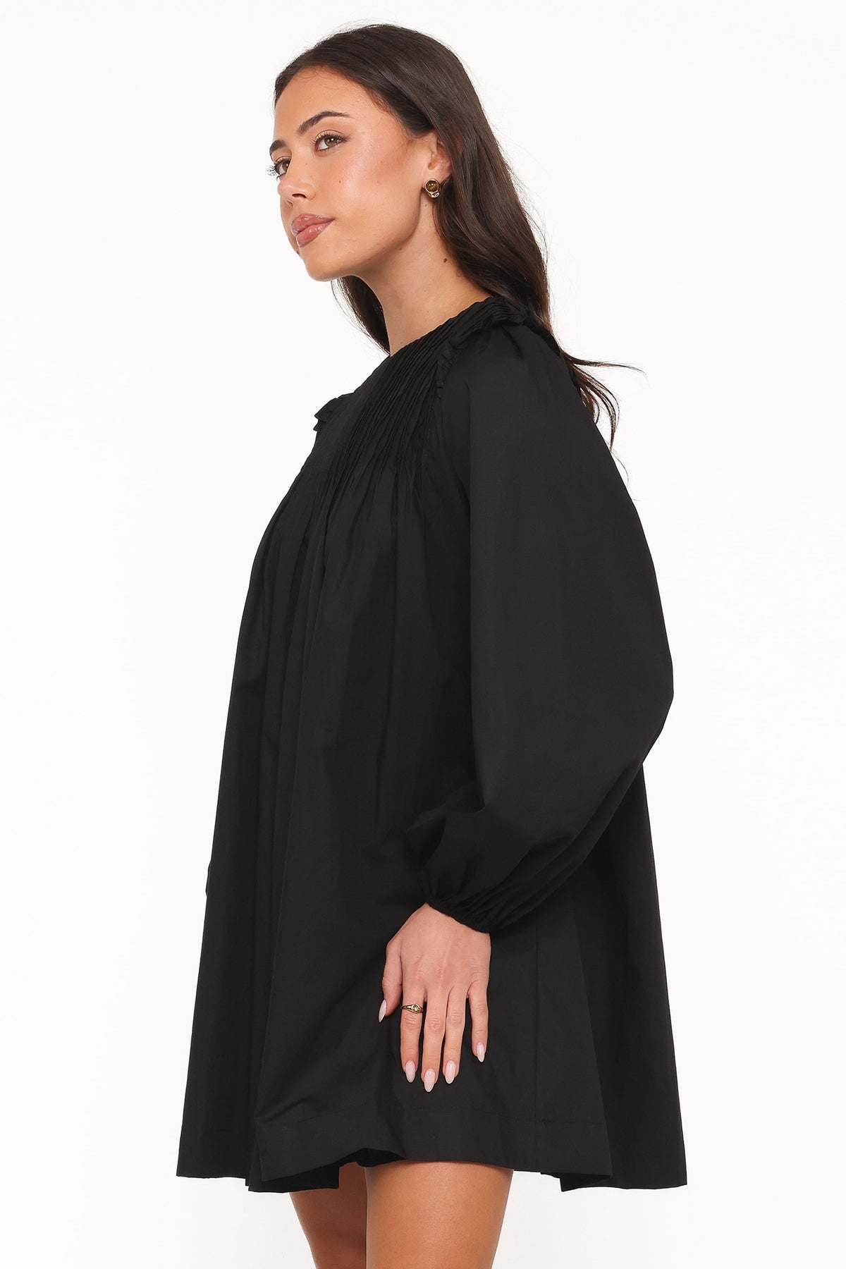 Wyatt Long Sleeve Mini Dress in Black – view 3 of 6