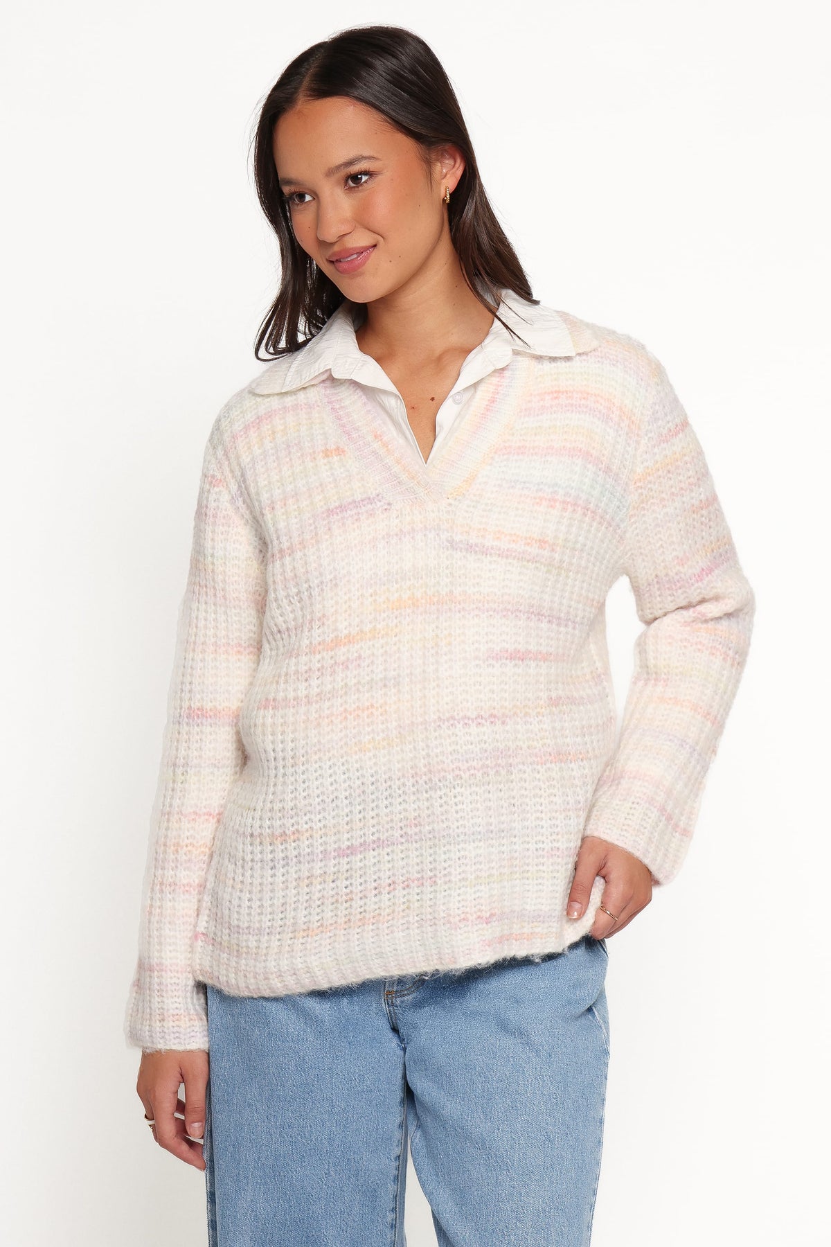 Alyx Spacedye Polo Sweater in Pink Multi – view 6 of 7