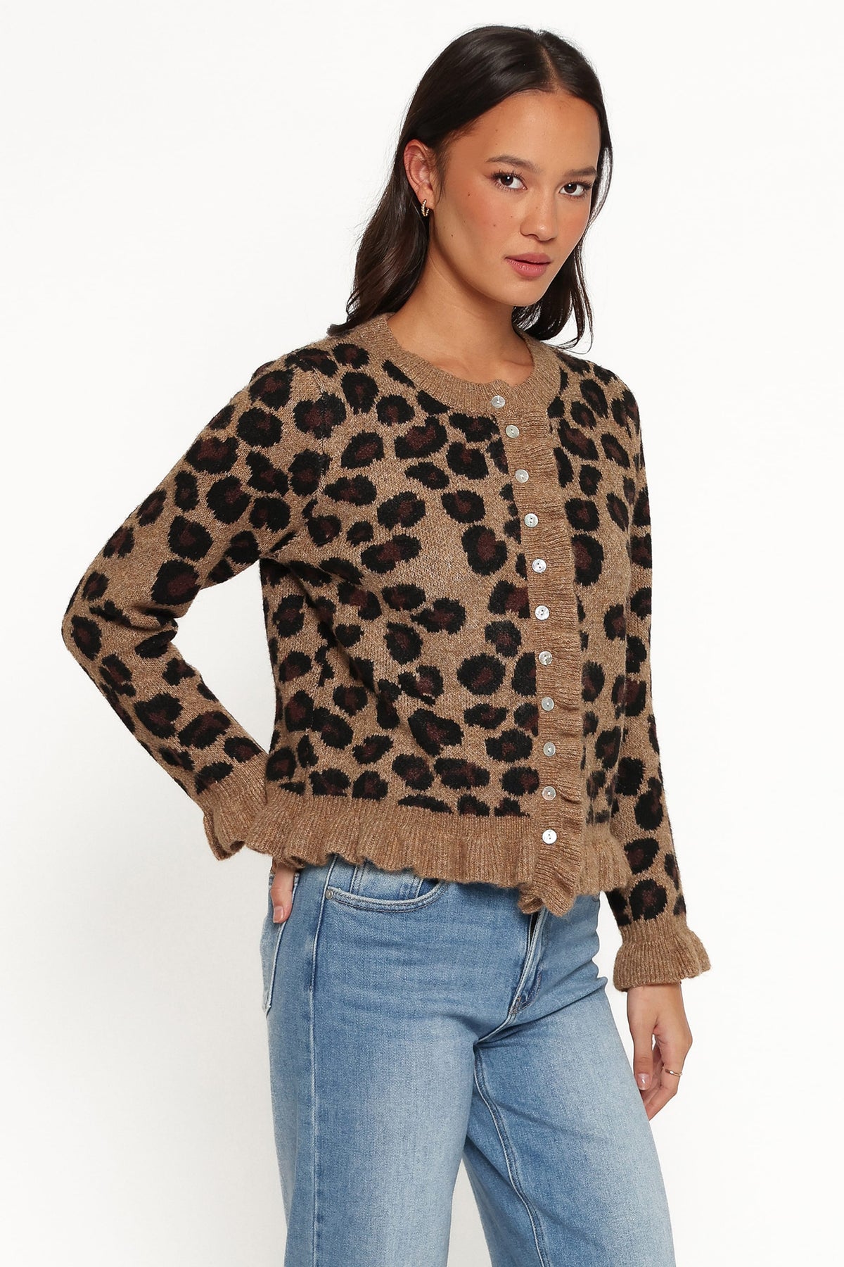 Asha Cardigan in Brown Leopard – view 3 of 7