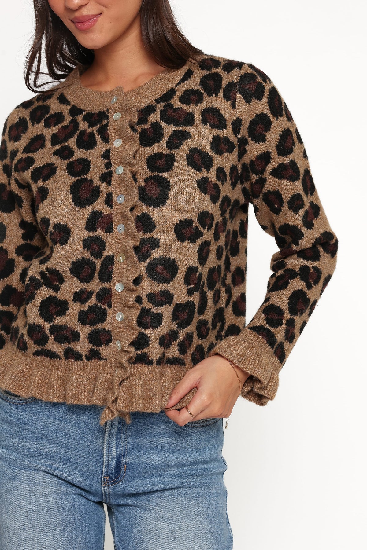 Asha Cardigan in Brown Leopard – view 2 of 7