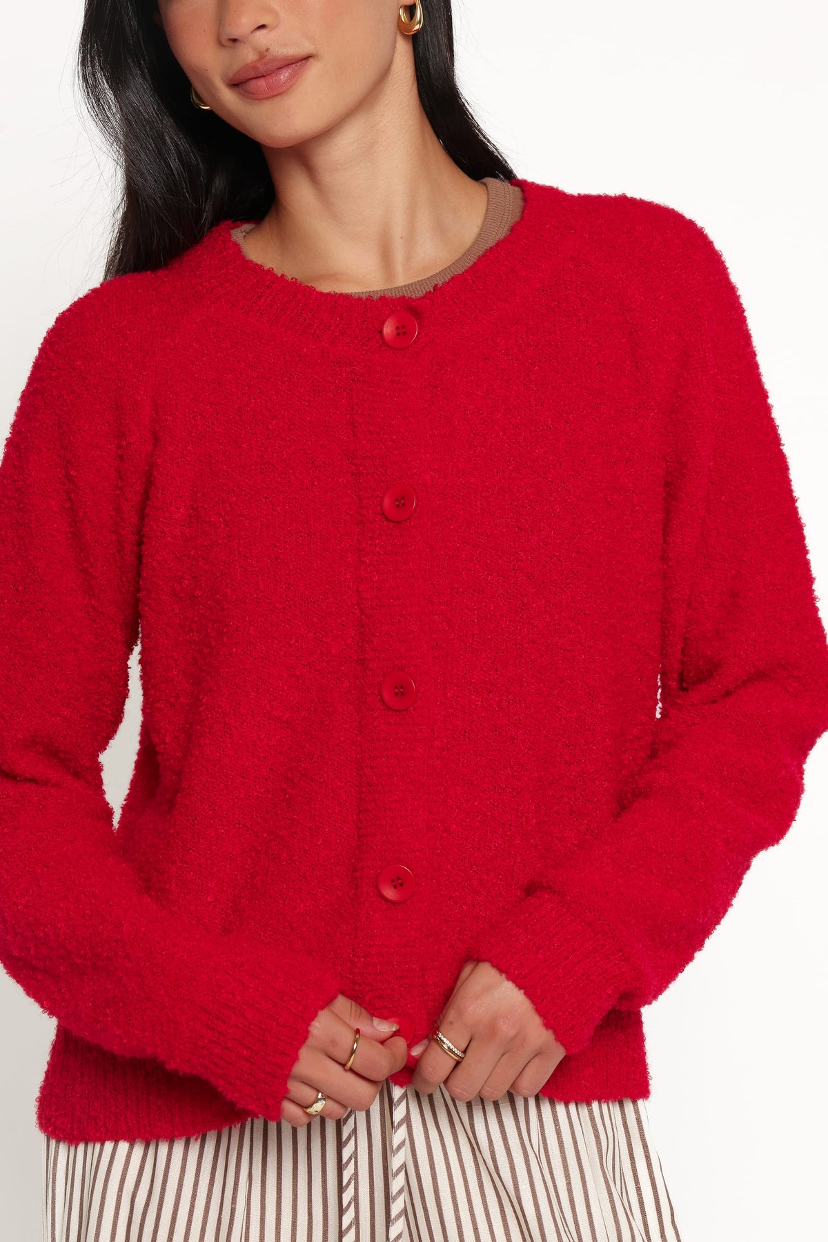 Finley Cropped Cardigan in Red – view 2 of 6