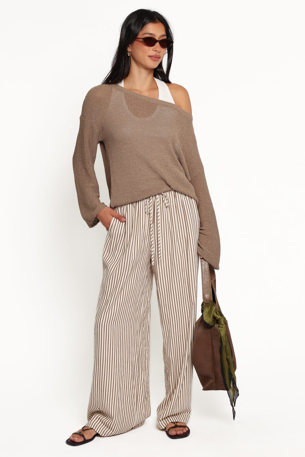 Florica Off Shoulder Sweater in Olive – view 2 of 6